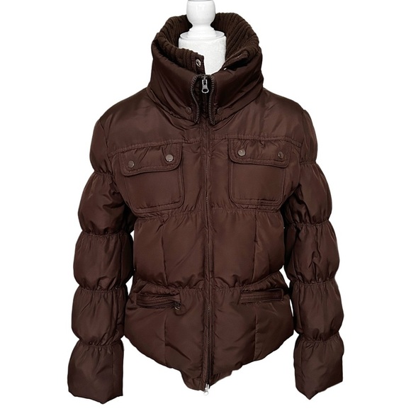 CoffeeShop Jackets & Blazers - CoffeeShop Chocolate Brown Zip Up Down Feather Puffer Jacket Size Medium